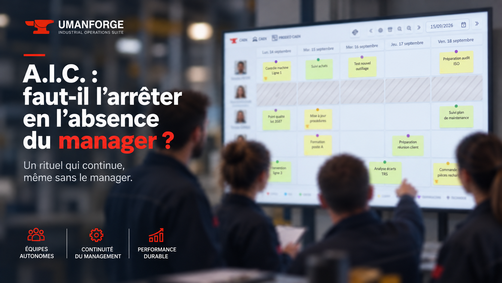 Tableau AIC de management visuel avec les actions et priorités d’une équipe