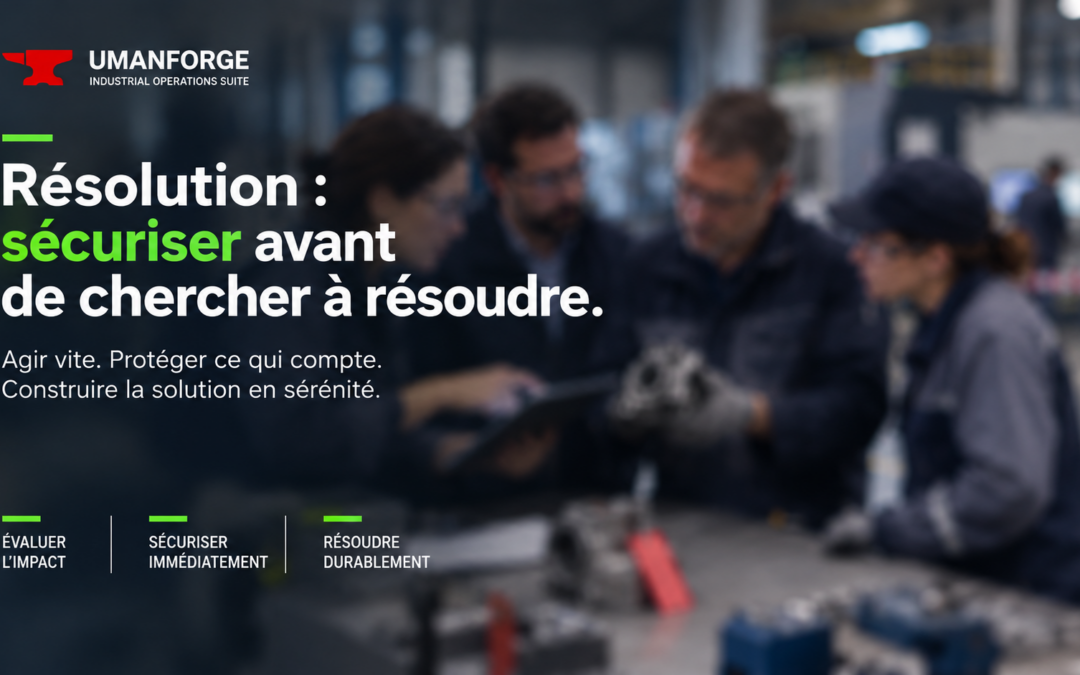 Sécuriser avant de résoudre un problème : équipe analysant un défaut en environnement industriel